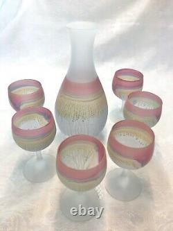 Six NEW Hebron Glass Wine Goblets Israel Art Glass Middle East Hand Blown
