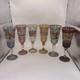 Six VTG Multicolored Egyptian Modern Cordial Wine Glasses Gold Trim Handblown