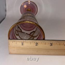 Six VTG Multicolored Egyptian Modern Cordial Wine Glasses Gold Trim Handblown