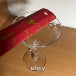 Six Vintage Crystal Wheat/Berry Etched Pattern Stemmed Wine Glasses 6 Tall 6oz