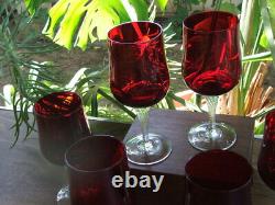 Six Vintage Imperial Glass Era Candlewick Style RUBY RED Water or Wine Glasses