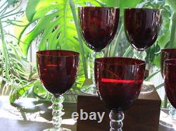 Six Vintage Imperial Glass Era Candlewick Style RUBY RED Water or Wine Glasses