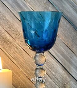 Sky Blue Bubbles by Saint Louis Wine Glass Vintage France Blown Glass 9 5/8