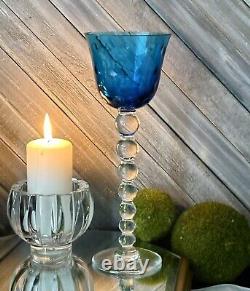 Sky Blue Bubbles by Saint Louis Wine Glass Vintage France Blown Glass 9 5/8