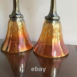 Slater Studio By Rick Strini Art Glass Iridescent Set Of 4 Tall Wine Goblets VTG