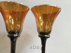 Slater Studio By Rick Strini Art Glass Iridescent Set Of 4 Tall Wine Goblets VTG