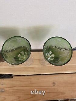 Sorelle Vintage Fine Laser Etched Wine Glasses Lot Of 6 Blue Red Green Dining