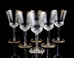St Louis Apollo Gold Burgundy Wine Glasses Set of 6 Vintage Crystal Signed