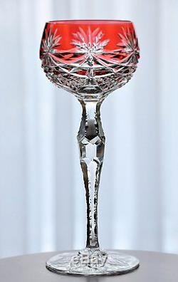 St Louis or Bohemian Orange Cut to Clear Cased Crystal Wine Goblet Vintage