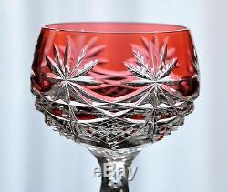 St Louis or Bohemian Orange Cut to Clear Cased Crystal Wine Goblet Vintage