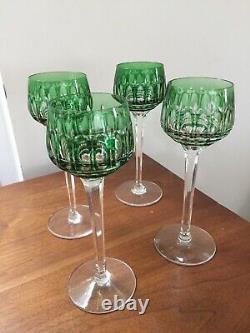 St Saint Louis Crystal MANHATTAN Vintage Wine Goblets, Green, Set of 4