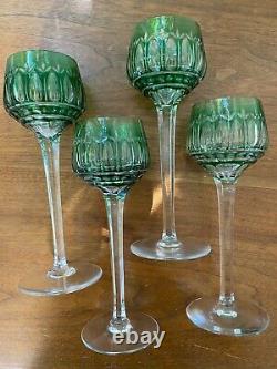 St Saint Louis Crystal MANHATTAN Vintage Wine Goblets, Green, Set of 4