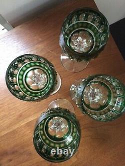 St Saint Louis Crystal MANHATTAN Vintage Wine Goblets, Green, Set of 4