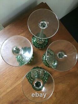 St Saint Louis Crystal MANHATTAN Vintage Wine Goblets, Green, Set of 4