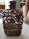Sterling Silver Overlay and Glass Vintage Wine Flask 7 1/2x4x2 1900's