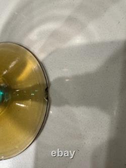 Steuben Celeste Blue Twist Stem Wine Glasses Set of 8 Amber Bowl Vintage Art