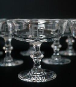 Steuben Wine Goblets Signed Monogrammed Set of 8 Sherbets