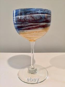 Steven Maslach 4 Vintage Art Glass Wine Stems Glasses 1978