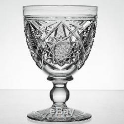 Stuart Crystal 5 Large Vintage Wine Glasses / Goblets Pin Wheel Motif c. 1920