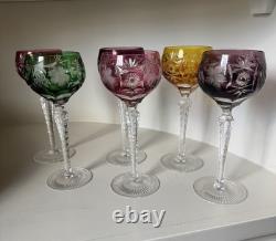 Stunning Set Of 6 Nachtmann Crystal Vintage Wine Hock Glasses 8 1/4