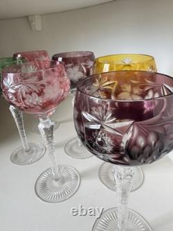 Stunning Set Of 6 Nachtmann Crystal Vintage Wine Hock Glasses 8 1/4