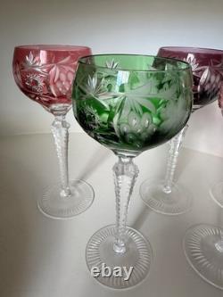 Stunning Set Of 6 Nachtmann Crystal Vintage Wine Hock Glasses 8 1/4