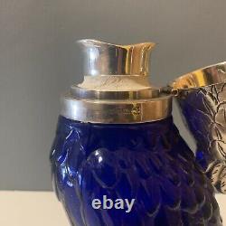 Stunning Vintage Cockatoo Glass Decanter- Silver Plate & Blue Parrot Bird Wine