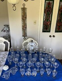 TIFFIN -FRANCISCAN -Cambridge Roses Crystal Drinking Glasses -Total 39 Pieces