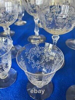 TIFFIN -FRANCISCAN -Cambridge Roses Crystal Drinking Glasses -Total 39 Pieces