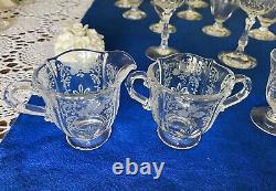 TIFFIN -FRANCISCAN -Cambridge Roses Crystal Drinking Glasses -Total 39 Pieces