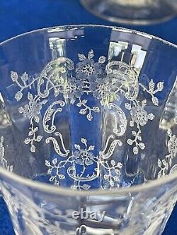 TIFFIN -FRANCISCAN -Cambridge Roses Crystal Drinking Glasses -Total 39 Pieces