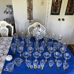 TIFFIN -FRANCISCAN -Cambridge Roses Crystal Drinking Glasses -Total 39 Pieces