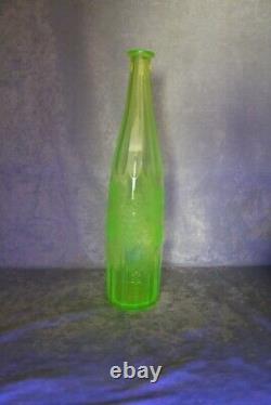 TS Vintage Cut and Etched Grape Pattern Vaseline or Uranium Glass Wine Bottle