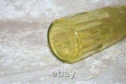 TS Vintage Cut and Etched Grape Pattern Vaseline or Uranium Glass Wine Bottle