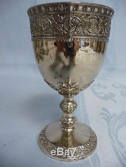 TWELVE VINTAGE CORBELL & CO. SILVER PLATE WINE GLASSES WithORNATE CREST & GRAPES