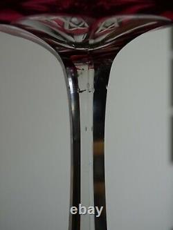 TWO VINTAGES ROEMER WINE GLASS CRYSTAL VAL ST LAMBERT RED BLUE height 7,48