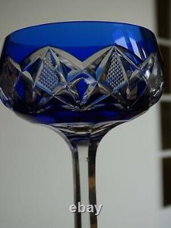 TWO VINTAGES ROEMER WINE GLASS CRYSTAL VAL ST LAMBERT RED BLUE height 7,48