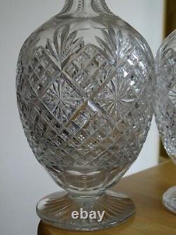 TWO VINTAGE DECANTER WINE GLASS CRYSTAL ST LOUIS FRANCE PATTERN LOWELL 1900s