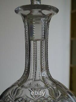 TWO VINTAGE DECANTER WINE GLASS CRYSTAL ST LOUIS FRANCE PATTERN LOWELL 1900s