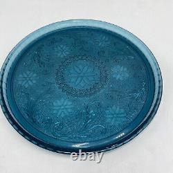 Tiara Indiana Glass Wine Dcanter Set Bicentennial Blue Sandwich Glass Vintage