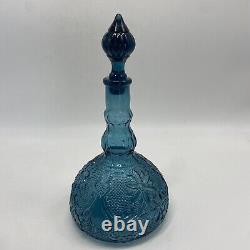 Tiara Indiana Glass Wine Dcanter Set Bicentennial Blue Sandwich Glass Vintage