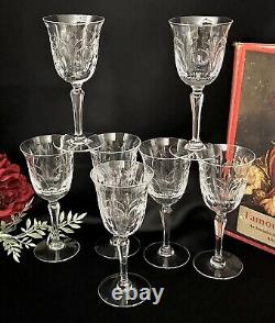 Tiffin-Franciscan Chardonnay Wine Glasses Clear Blown Vintage Glass Set of 7