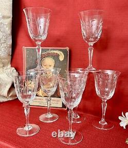 Tiffin-Franciscan Chardonnay Wine Glasses Clear Blown Vintage Glass Set of 7