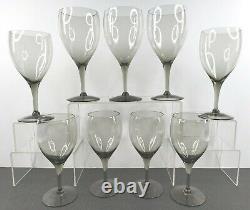 Tiffin Franciscan Dusk Smoke (5) Water Goblets (4) Wine Glasses Set Vintage Lot