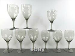 Tiffin Franciscan Dusk Smoke (5) Water Goblets (4) Wine Glasses Set Vintage Lot