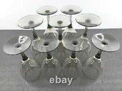 Tiffin Franciscan Dusk Smoke (5) Water Goblets (4) Wine Glasses Set Vintage Lot