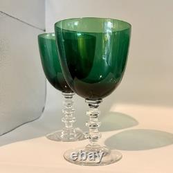 Tiffin Franciscan Killarney Emerald Green 17394 Hand Blown Wine Goblet Glasses 6