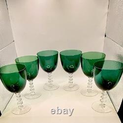 Tiffin Franciscan Killarney Emerald Green 17394 Hand Blown Wine Goblet Glasses 6
