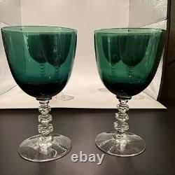 Tiffin Franciscan Killarney Emerald Green 17394 Hand Blown Wine Goblet Glasses 6