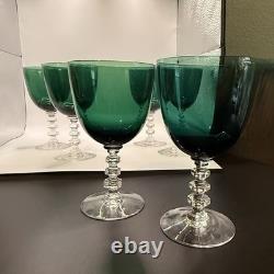 Tiffin Franciscan Killarney Emerald Green 17394 Hand Blown Wine Goblet Glasses 6